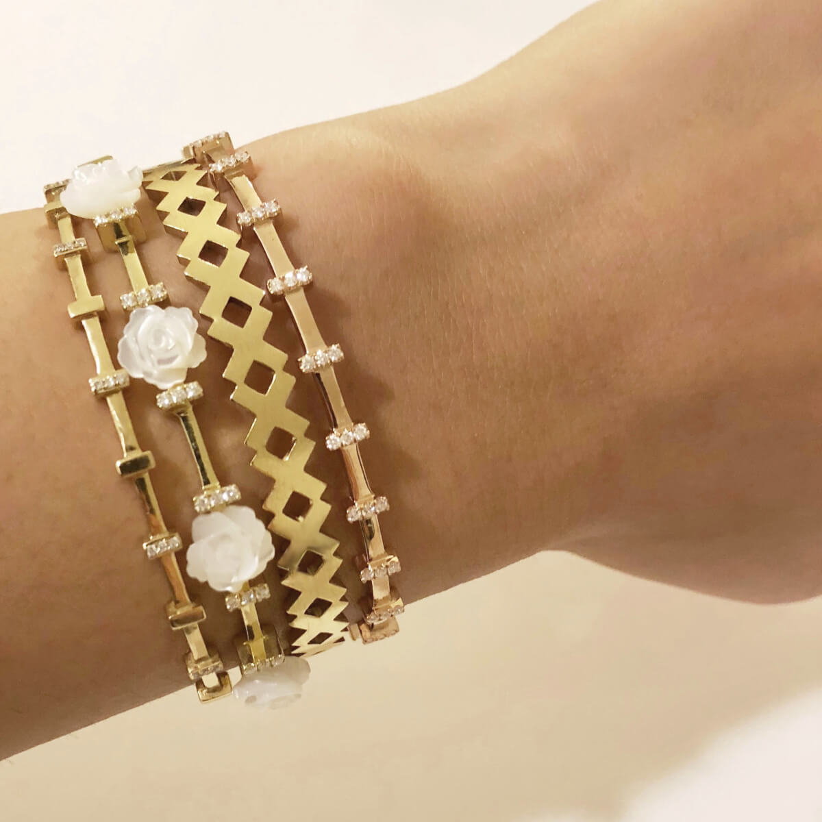 Rose Flower Diamond Bangle