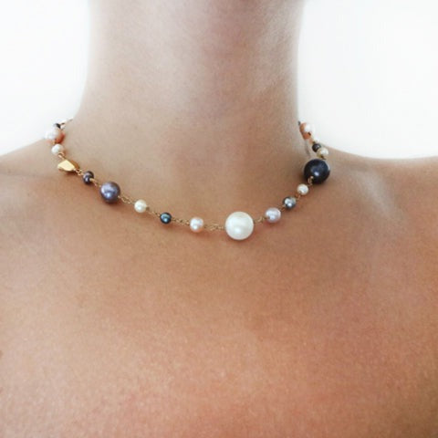 Asymmetric Pearl Necklace