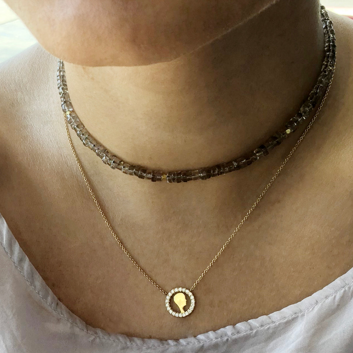 Diamond Face Necklace