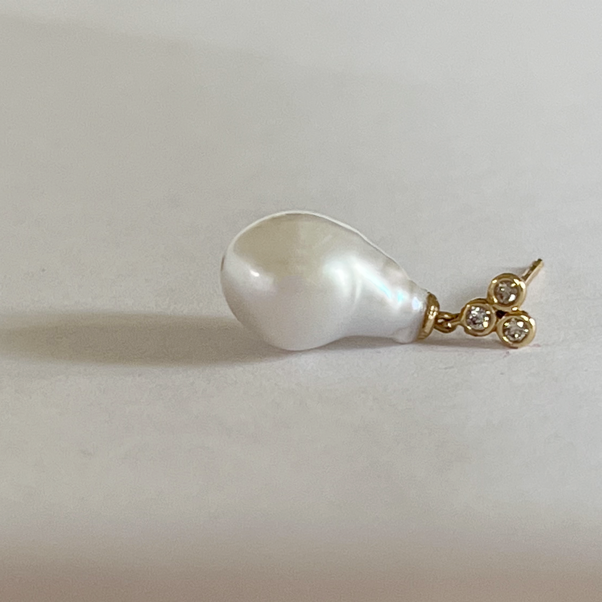 Trio Diamond with Dangling Pearl Earring