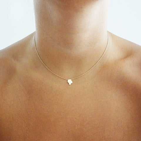 18k solid yellow gold necklace with face shape