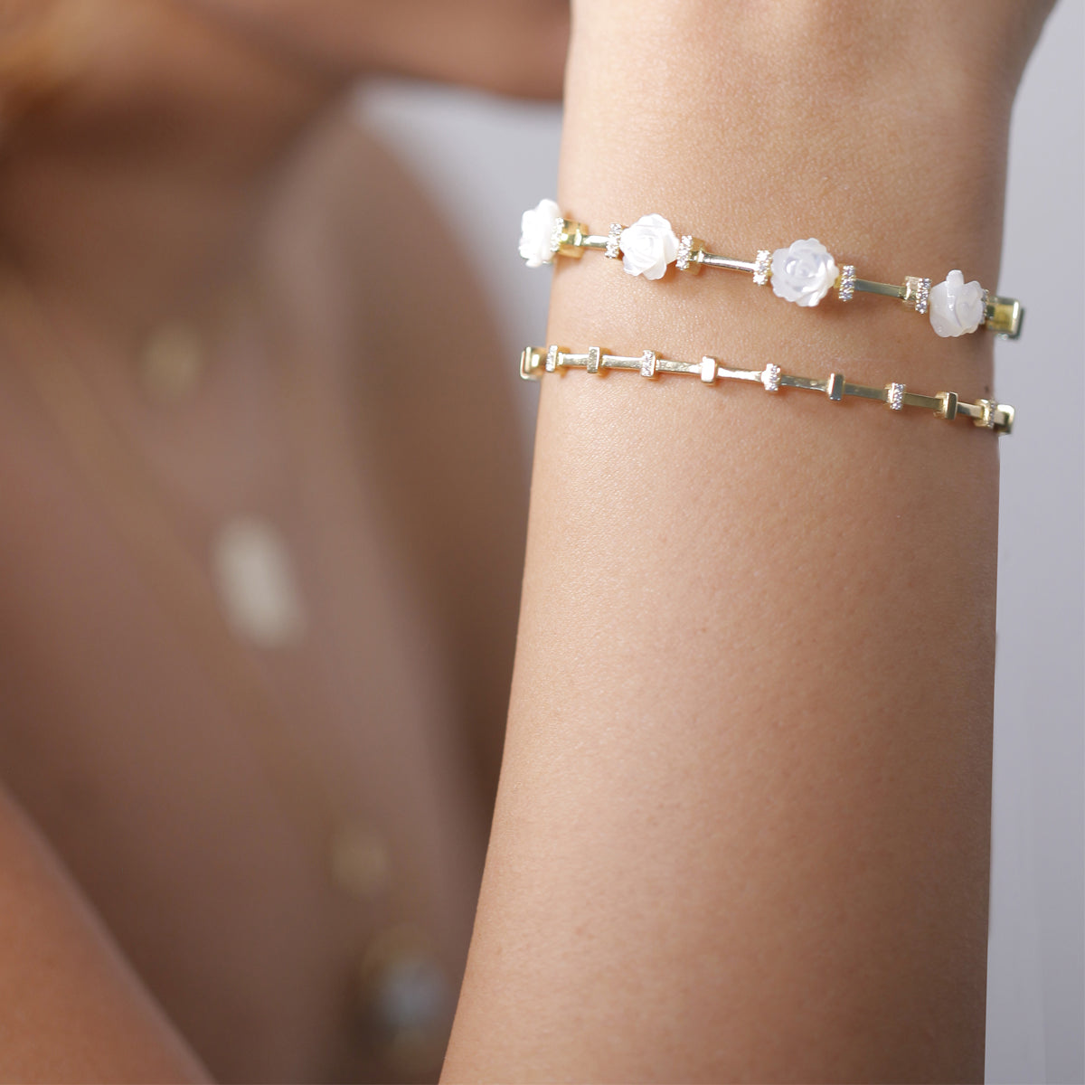 Rose Flower Diamond Bangle