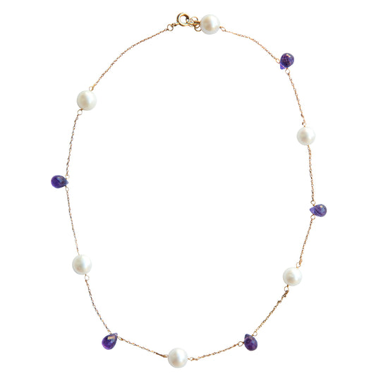 Purple Amethysts and Pearls Necklace